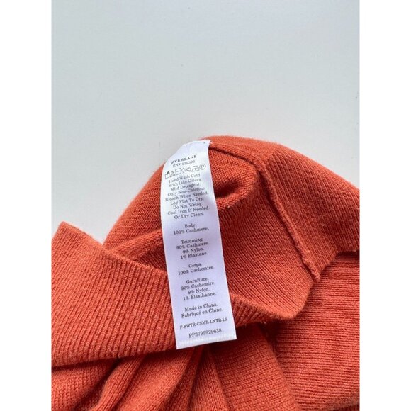 EVERLANE Orange 100% Cashmere Knit Lantern Sleeve Crew Neck Sweater, Size S - Picture 12 of 13